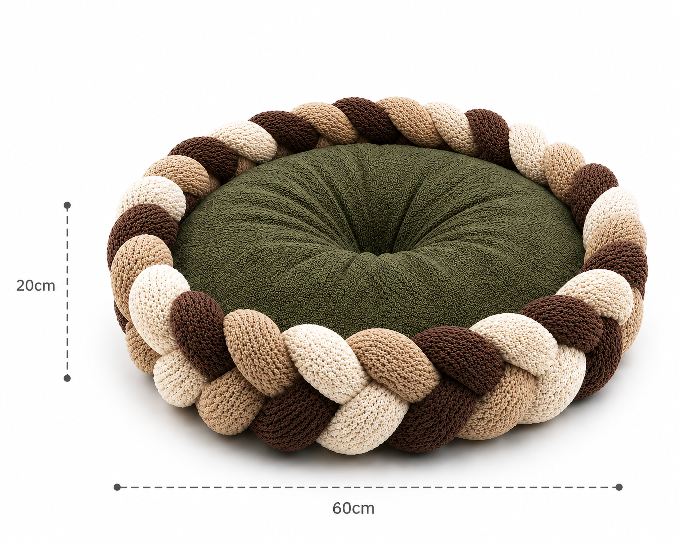 Handwoven Braided Calming Pet Bed – Soft Cushion Nest for Cats & Small Dogs
