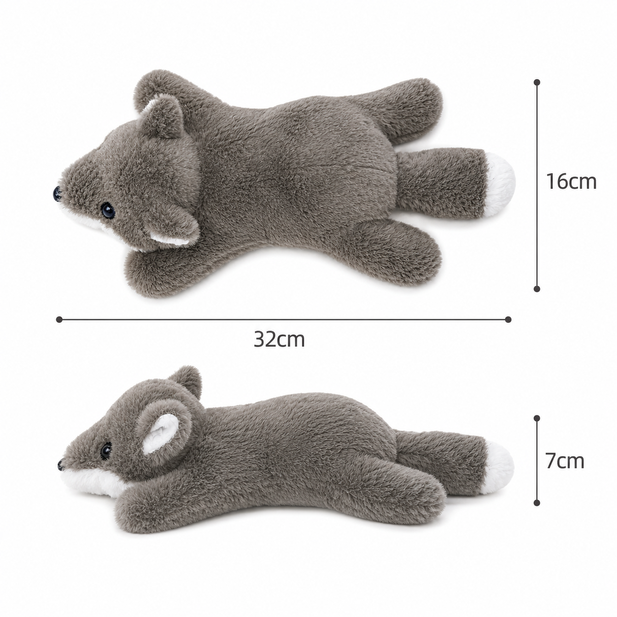 Plush Grey Fox Dog Toy – Soft Stuffed Interactive Play Toy for Dogs & Puppies